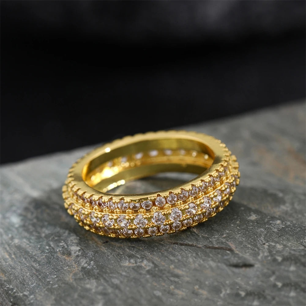 925スターリングシルバーリングインレイクリスタルジルコニウムラウンドリングストーンメンズ&レディースラグジュアリーシンプルファッションギフトジュエリー