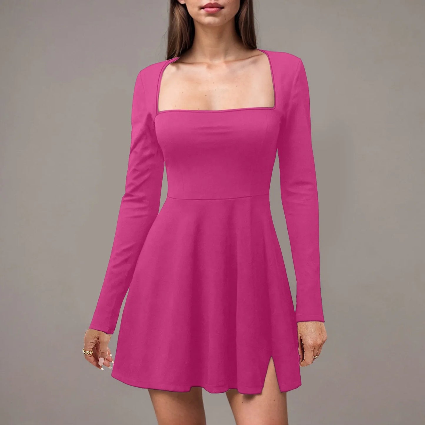 Y2k Ladies Dresses 2025 Fashion Fall Bodycon Sweetheart Neckline Long Sleeve Slit Flare Mini Dress Women Shirt Vestidos Alluring