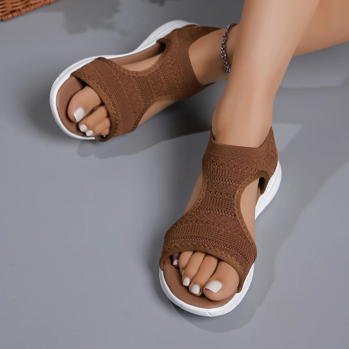 Women Summer Shoes New Mesh Fish Platform Sandals Women's Open Toe Wedge Sandals Ladies Light Casual Shoes Zapatillas Muje