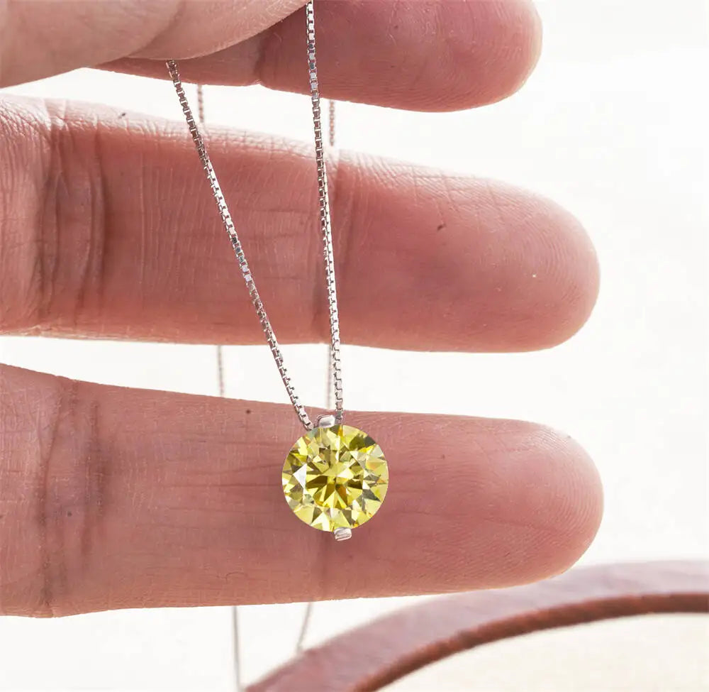 2CT D Color Moissanite Simple Pendant Necklace With Certificate 925 Sterling Silver Women Necklace Fine Jewelry Gift For Wedding