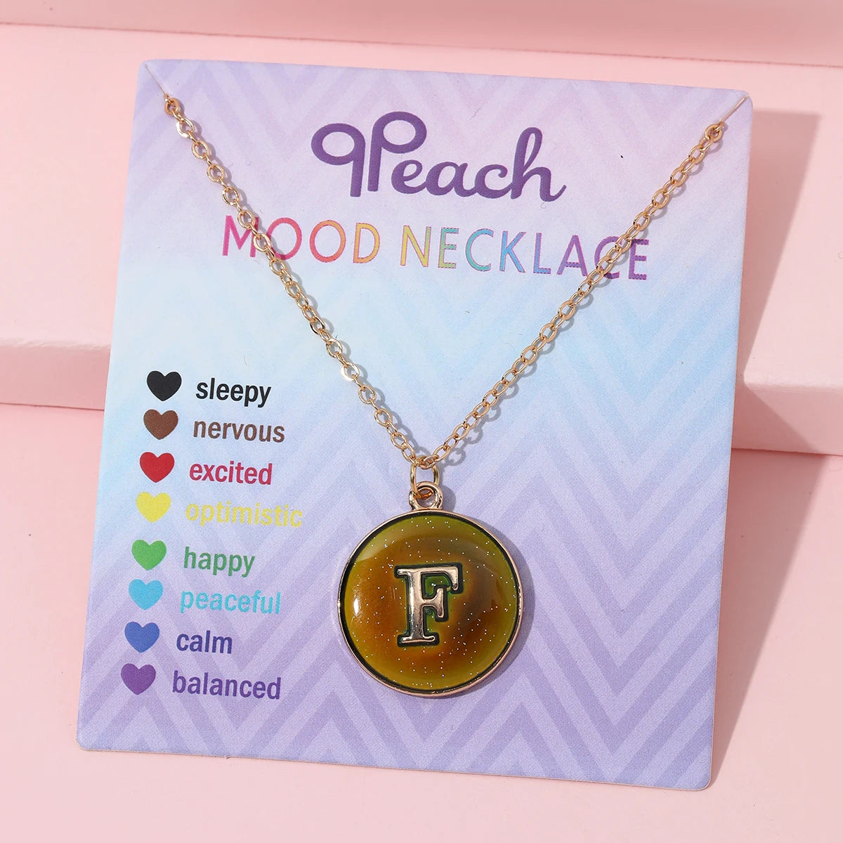 Fashionable Temperature-Sensitive Color-Changing 26 Letters Pendant Necklace Zinc Alloy Mood Regulation Chain Jewelry Accessory