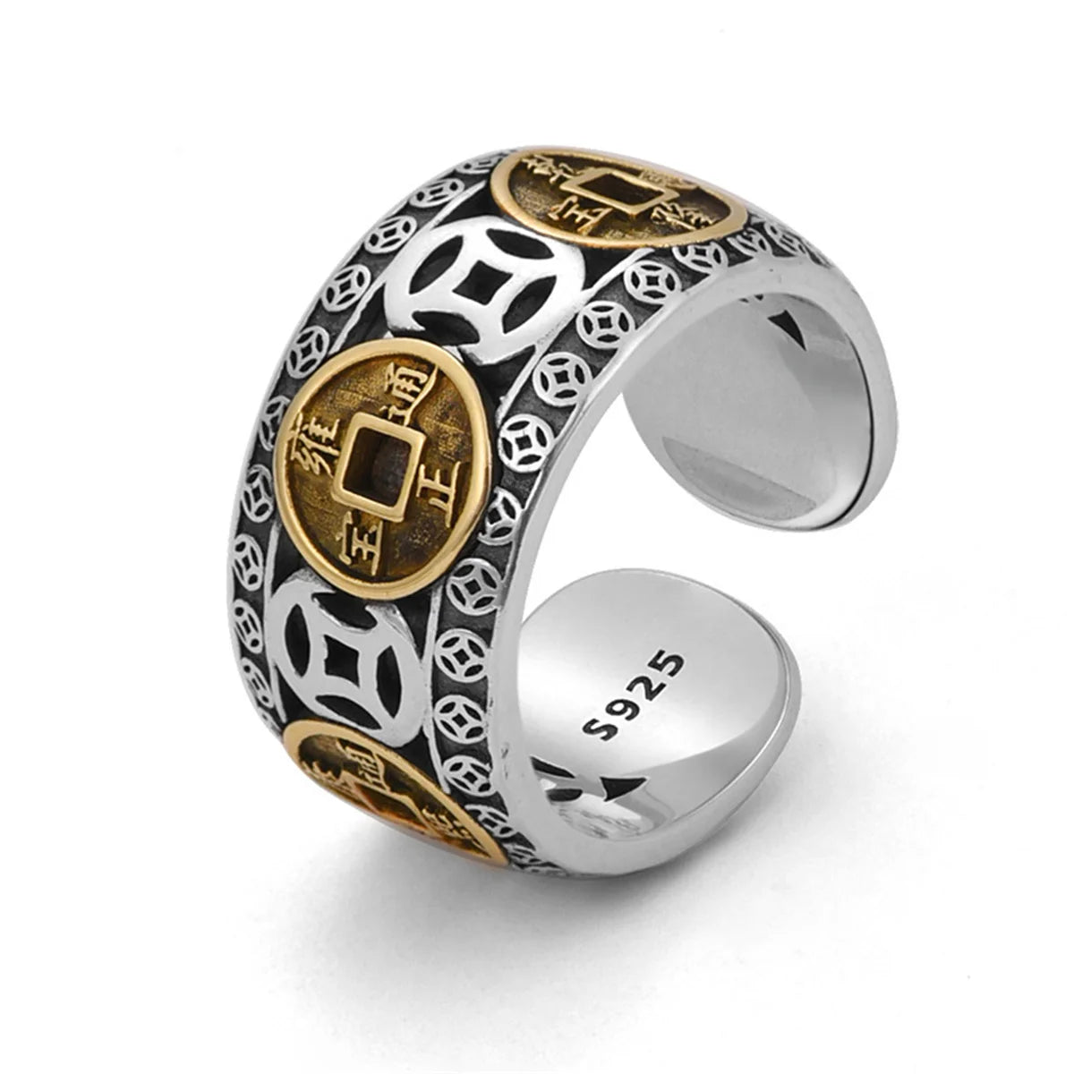 Chinese Style Vintage Copper Coin Opening Ring For Men Women Unisex Feng Shui Pixiu Rings Amulet Wealth Lucky Jewelry Best Gift