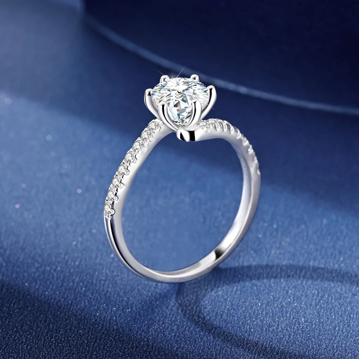 Classics Moissanite 925 Sterling Silver 1ct Ring For Woman Brilliant Diamond Wedding Engagement Jewelry
