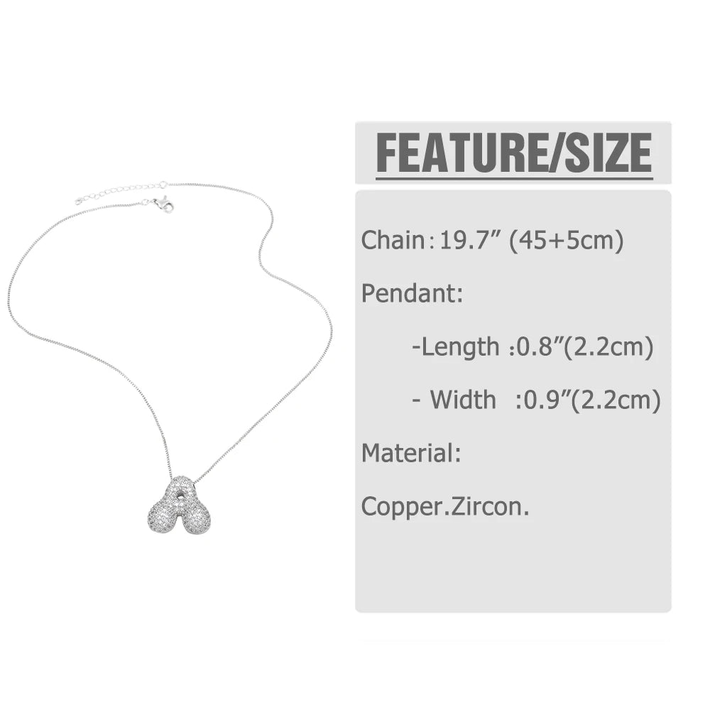 FLOLA Luxury Silver Color Crystal Initial Necklaces for Women Box Chain 26 Letters Necklaces Name Jewelry Gifts nkew15