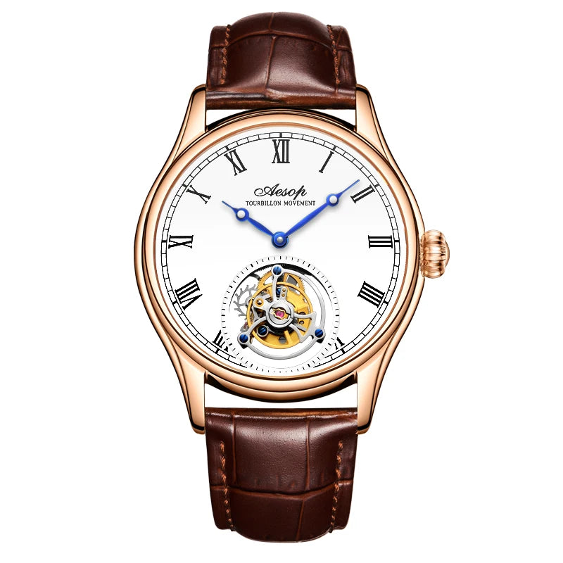 Aesop Real Flying Tourbillon Movement Mechanical Watches Luxury Watch for Men Skeleton Tourbillon Watch Sapphire Official Store