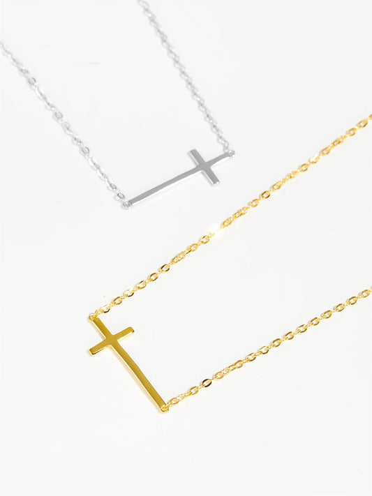 DPLAOPA 925 Sterling Silver Gold Cross Necklace Choker Gift for Her Protection Birthday Gift Religious Jewelry Holy Communion