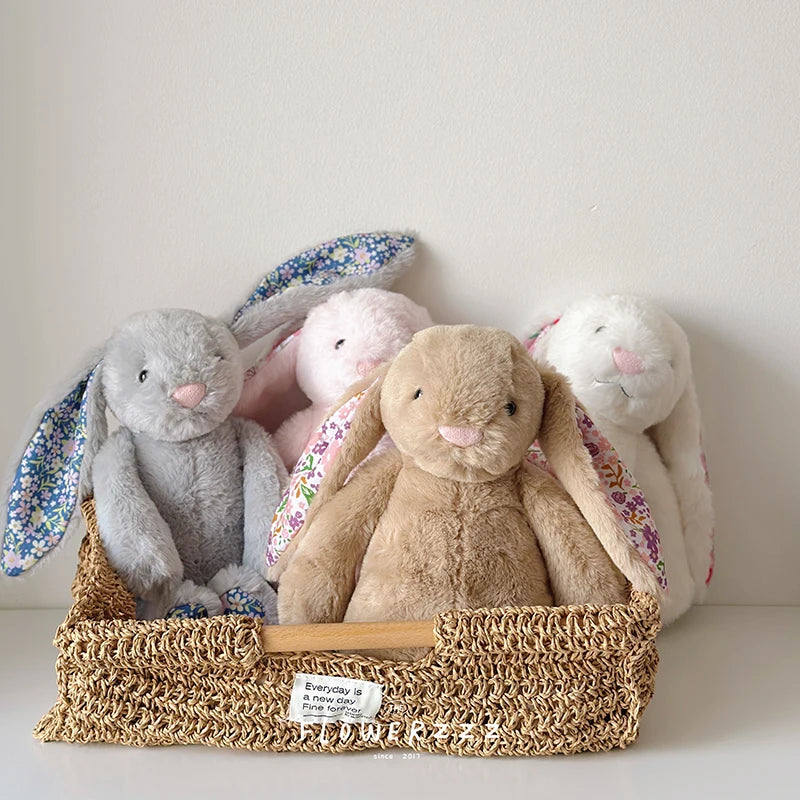 30cm Bonnie Rabbit Floral Ears Plush Toys Cartoon Stuffed Bunny Dolls Children's Room Decor Toy Soft Birthday Gifts For Girl