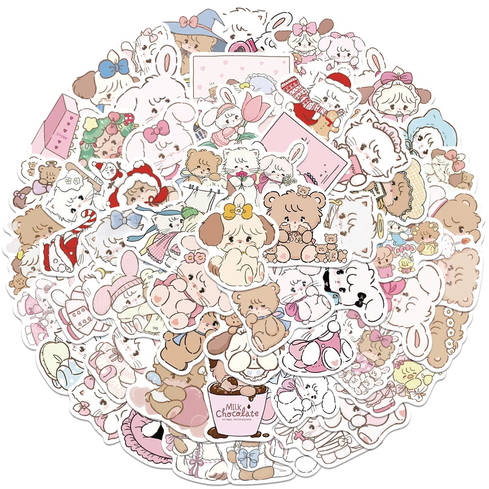 60pcs MIKKO Stickers Cute Cartoon Anime Decals For Kids Laptop Skateboards Guitar Luggage Phone Scrapbook Diary Stickers