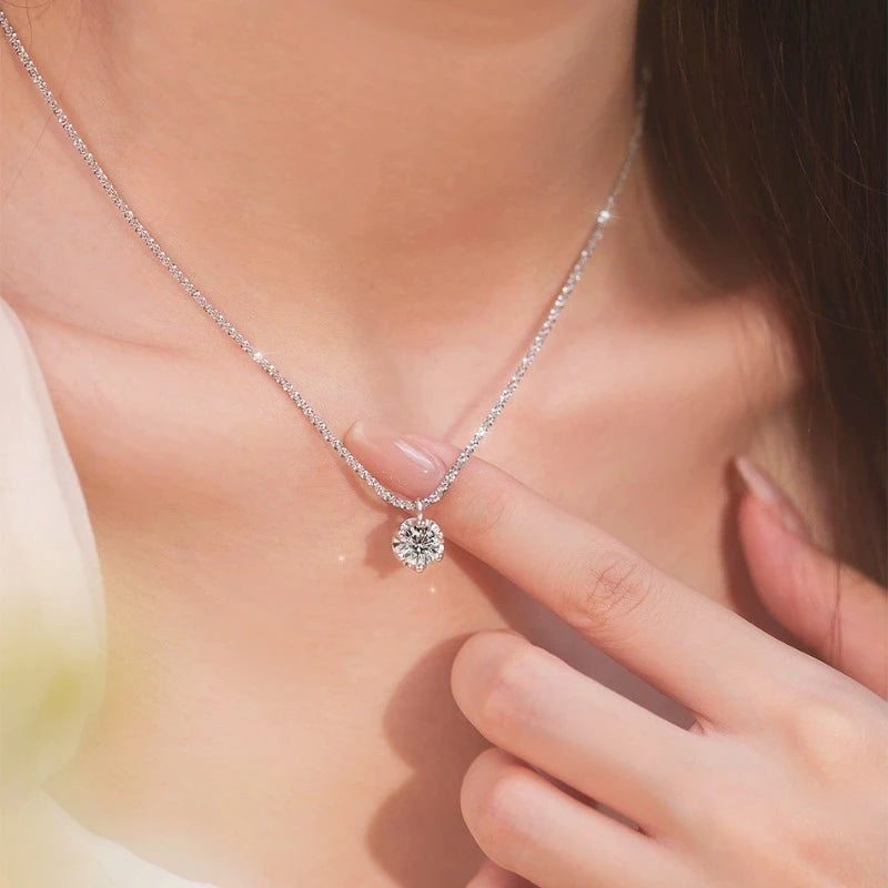 Tezzc 2CT Real Moissanite Pendants Necklaces for Women Party Wedding 925 Sterling Silver Diamond Fine Jewelry Wholesale