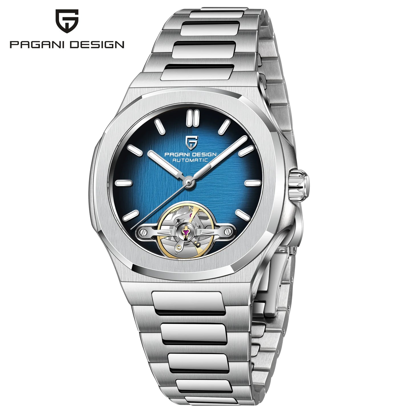 PAGANI DESIGN Men's Watches Rose Gold Skeleton Tourbillon Automatic Watch For Men Stainless steel Fashion Mechanical Wristwatch