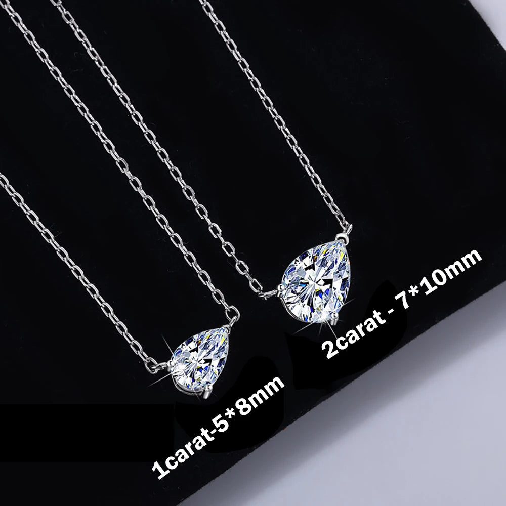 1/3carat Waterdrop Solitaire Moissanite Pendant Necklace with certificate 925 Sterling Silver Pear Cut Diamond Neckchain Woman