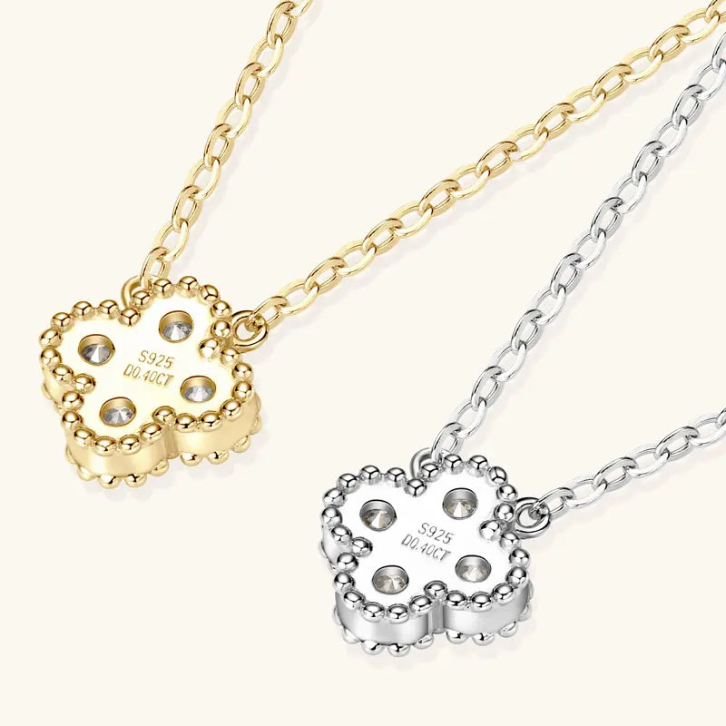 Lnkry 3mm 0.1ct Moissanite Necklace With GRA 925 Sterling Silver Lucky Clover Flower Pendant Necklace For Women 2025 Hot Jewely