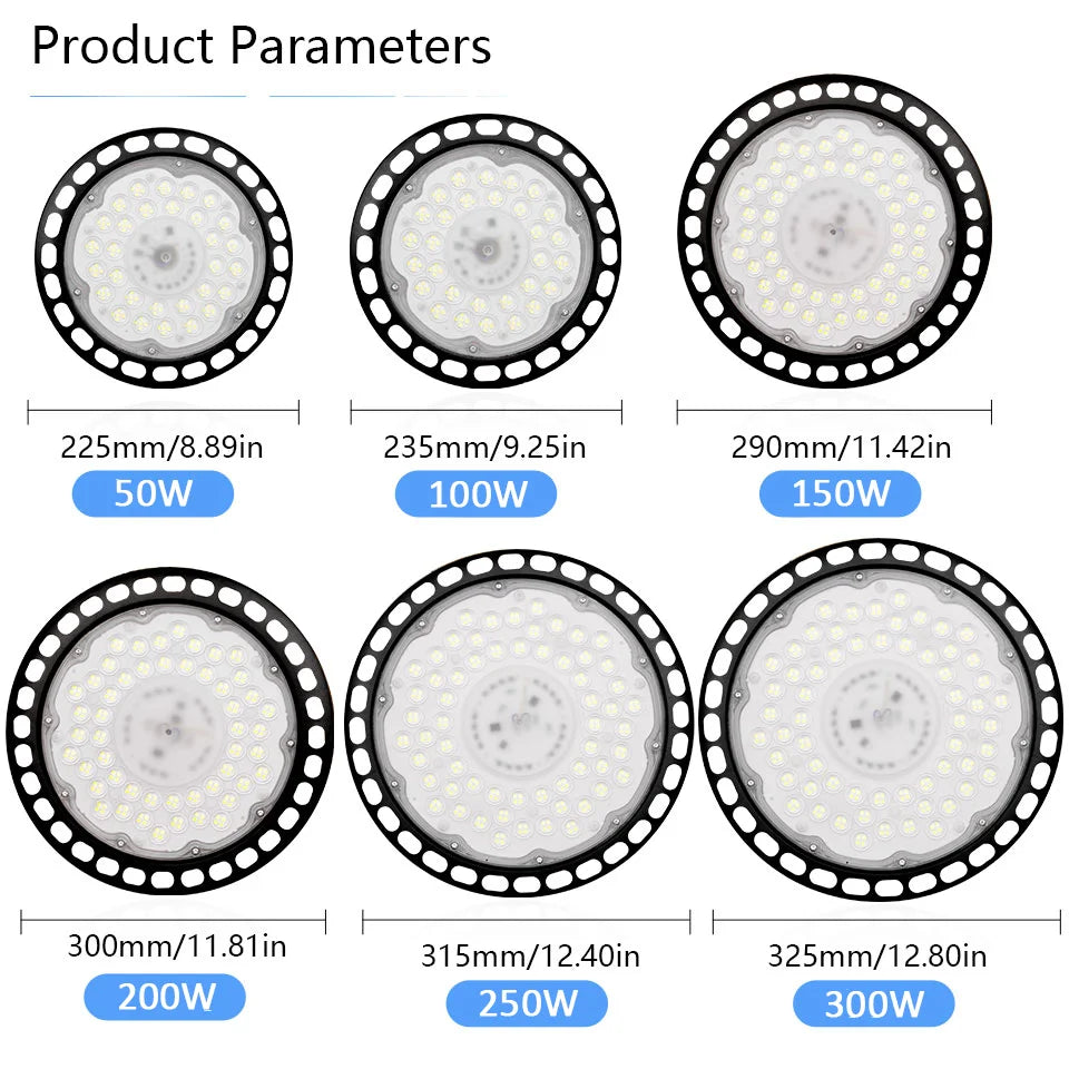 UFO High Bay Light 100W 150W 200W 300W LED Super Bright Waterproof Commercial Industrial Market Warehouse Garage Workshop Lamps