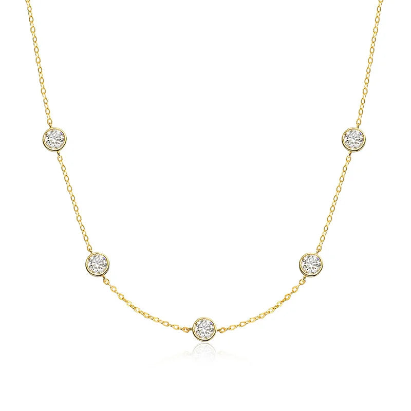 Smyoue Bubble Each 5mm All Moissnaite Necklaces for Women Luxury Female Neck Chain 100% Sterling Silver S925 Fine Jewelry GRA