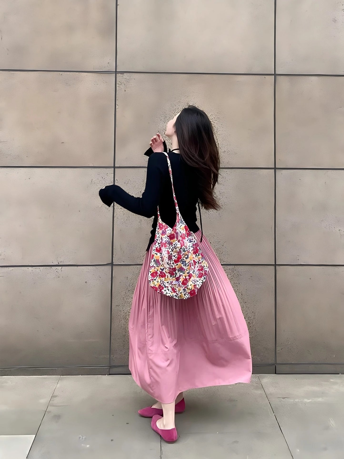 Women's Pleated Long Skirt, Elegant, Casual, Classy Romantic Fabric, Soft Lining, Japanese and Korean French Style