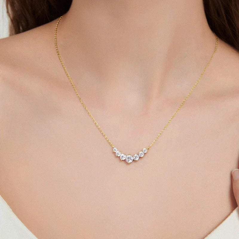 U-Smile Moissanite Necklace D VVS1 for Women D Color Sparkling Lab Diamon Luxury Necklaces 925 Sterling Silver with Certified