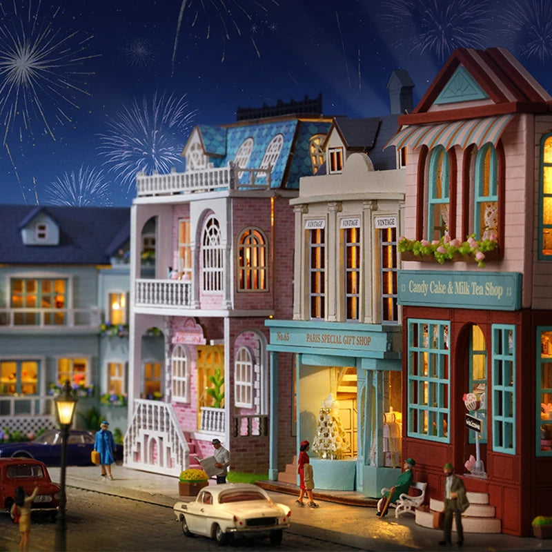 Diy Mini Wooden Dollhouse With Furniture Light Doll House Casa Assembly Model Pink Princess Villa Architecture Kit Toys Birthday