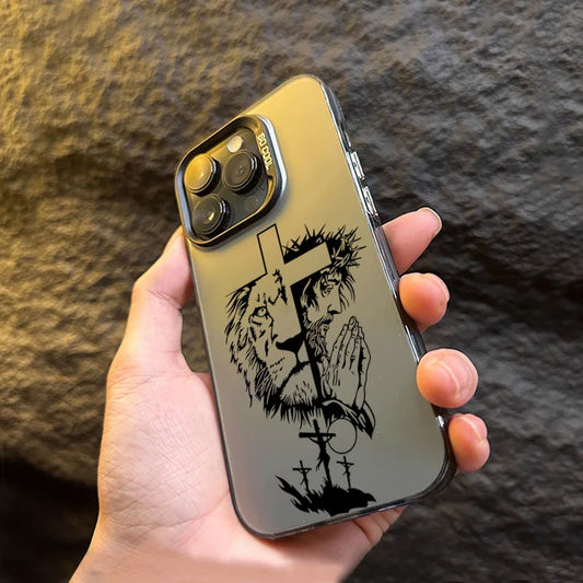 クロスパターン バイカラー ライオン 携帯ケース iPhone 11 12 13 14 15 16 Pro Max XS X XR 7 8 Plus SE2 耐衝撃 落下防止 バックカバー