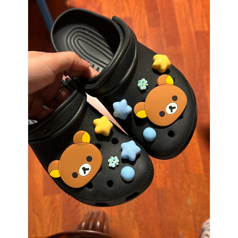 10pcs Shoes Charms Removable Cute Bear Stars Shoe Accessories for Girls Summer Shoes DIY Gift
