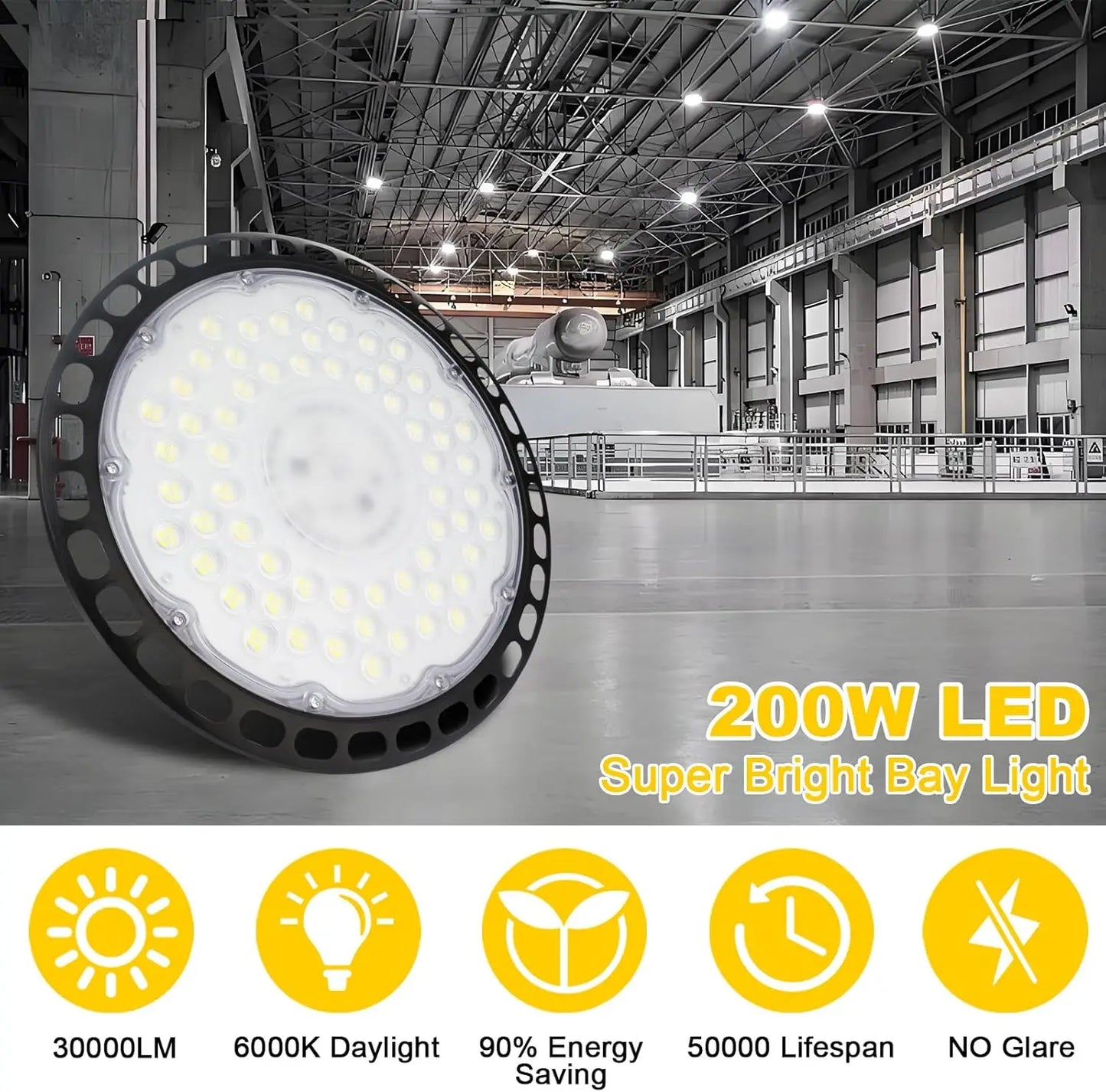 UFO High Bay Light 100W 150W 200W 300W LED Super Bright Waterproof Commercial Industrial Market Warehouse Garage Workshop Lamps