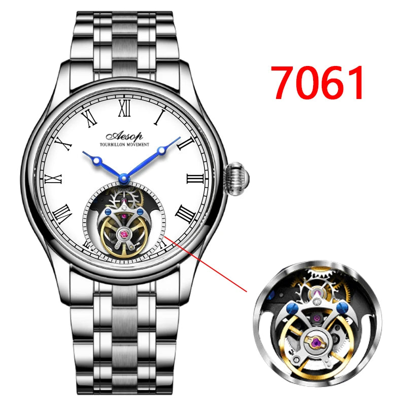 Aesop Real Flying Tourbillon Movement Mechanical Watches Luxury Watch for Men Skeleton Tourbillon Watch Sapphire 2025 NEW