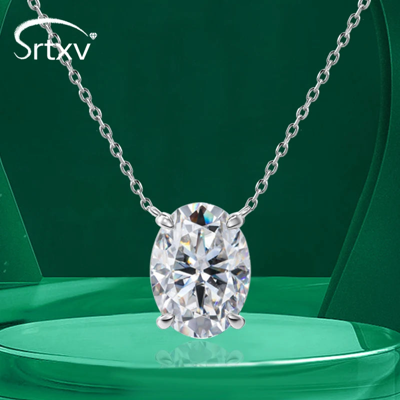 Oval Cut 1-4CT D Color Moissanite Necklace for Women S925 Sterling Silver Wedding Diamond Pandant Neck Chain Party Gifts Jewelry