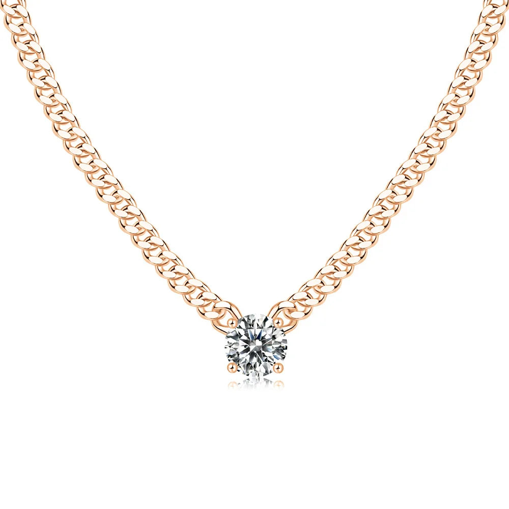 Lycfn 1/2/3ct Moissanite Colorful Cuban Chain 925 Sterling Silver 18k Gold Plated With GAR Necklace for Women Men Fine Jewelry
