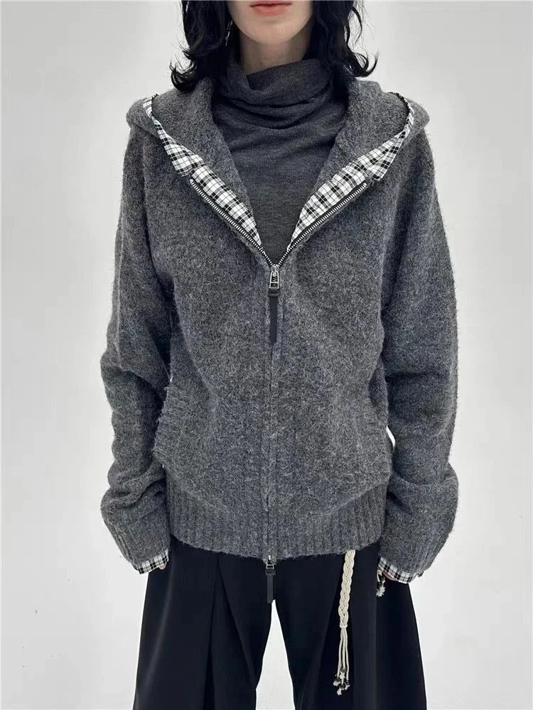 サブカルチャー ゴシック レディース コート パーカー付き ヴィンテージ 韓国 原宿 ブラック ジャケット フェイクファーコート レディース ゆったり カジュアル スウェットシャツ