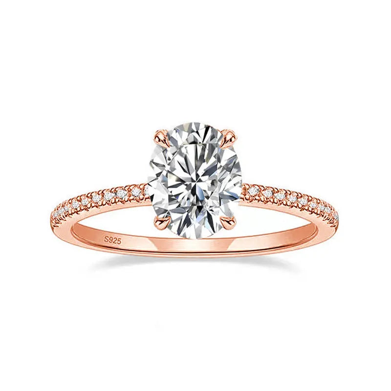 KNOBSPIN 1/2/3ct D Color Oval Cut Moissanite Ring S925 Sterling Sliver Plated 18k White Gold Wedding Engagement Rings For Women