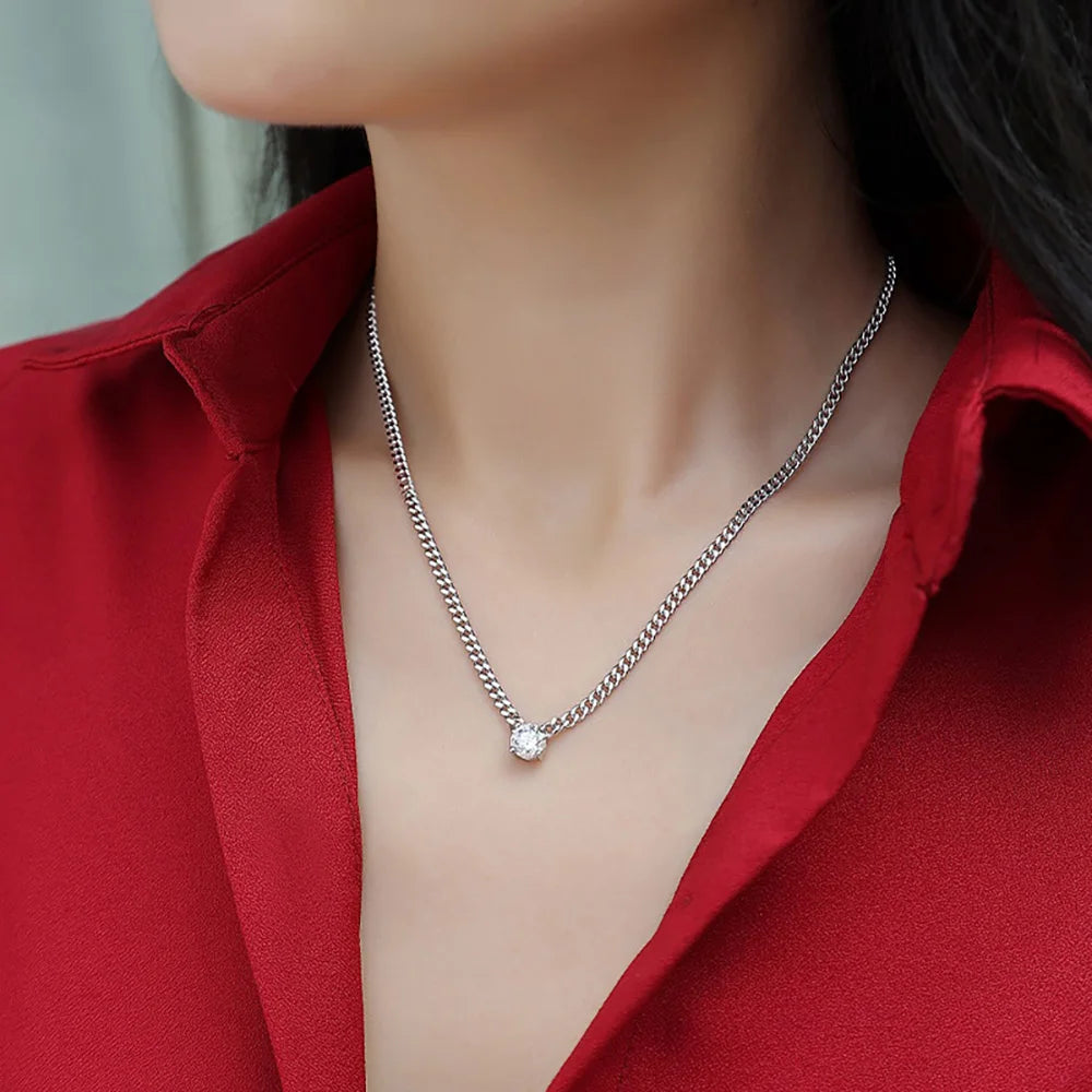 Lycfn 1/2/3ct Moissanite Colorful Cuban Chain 925 Sterling Silver 18k Gold Plated With GAR Necklace for Women Men Fine Jewelry