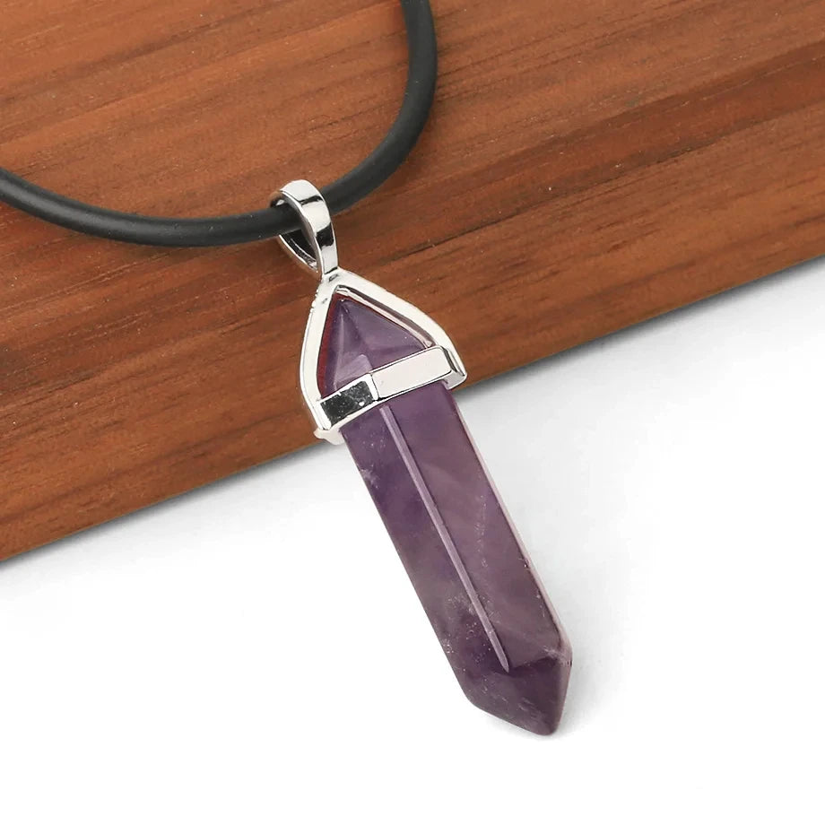 CSJA Hexagonal Bullet Crystal Necklaces Natural Gem Stone Quartz Necklace Pendant Chakra Amethysts Pink Quartz Lapis Lazuli G957