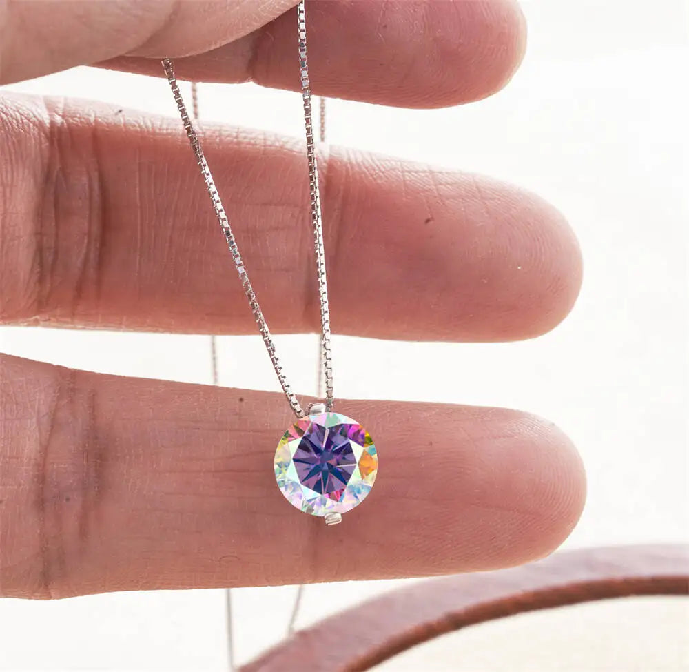 2CT D Color Moissanite Simple Pendant Necklace With Certificate 925 Sterling Silver Women Necklace Fine Jewelry Gift For Wedding