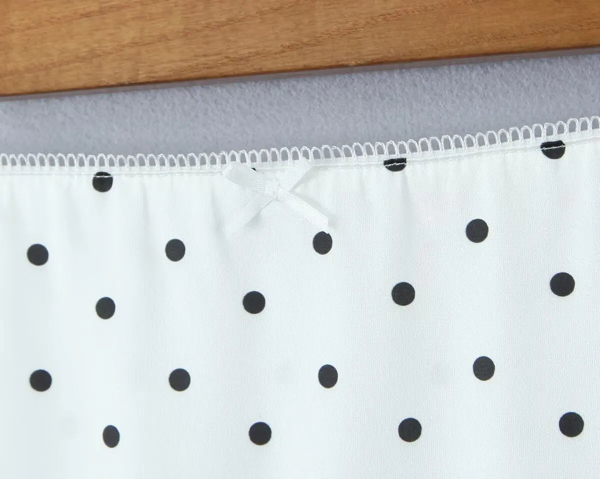 YENKYE 2025 Women Vintage Black White Polka Dot A-line Knee Length Skirt Sexy Low Waist Holiday Summer Skirts