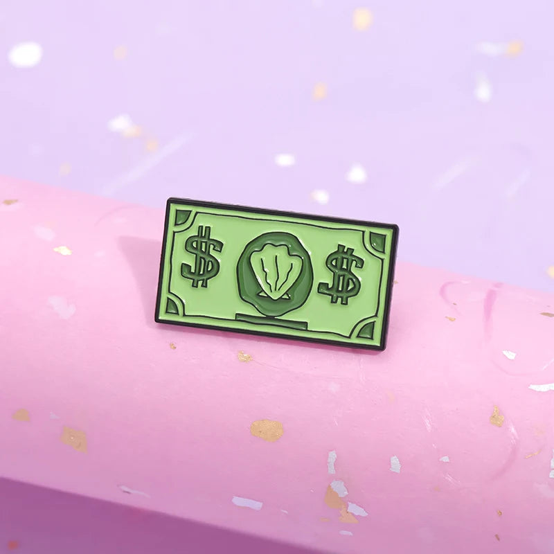 Funny Comedy Anime Dollar Money Credit Card Enamel Pins Cartoon Anime Inspiration Metal Brooches Decorative Lapel Badges Jewelry