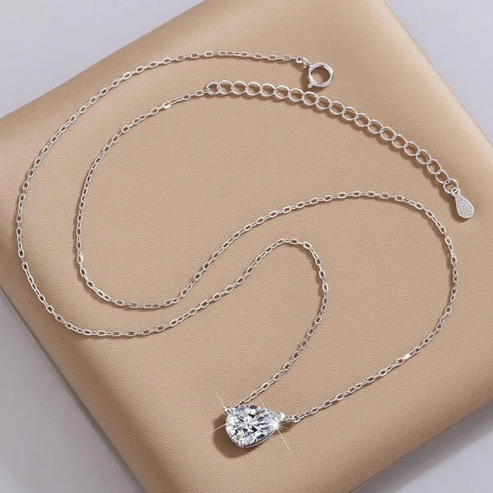 EWYA Pear Cut 1/2CT Solitaire Moissanite Pendant Necklace Woman Man 925 Silver Waterdrop Lab Diamond Gra Certified Neck Chain
