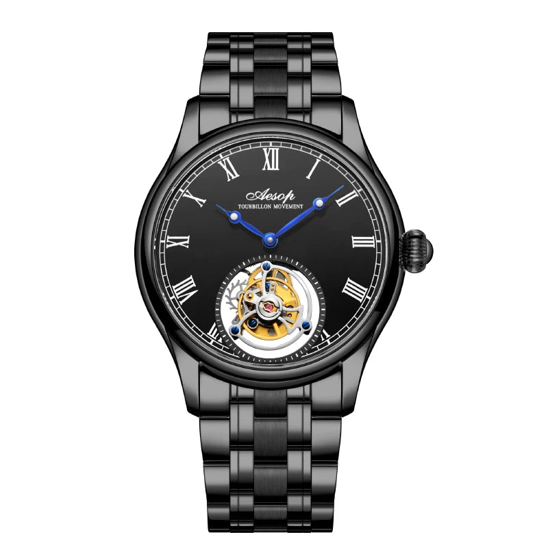 Aesop Real Flying Tourbillon Movement Mechanical Watches Luxury Watch for Men Skeleton Tourbillon Watch Sapphire Official Store