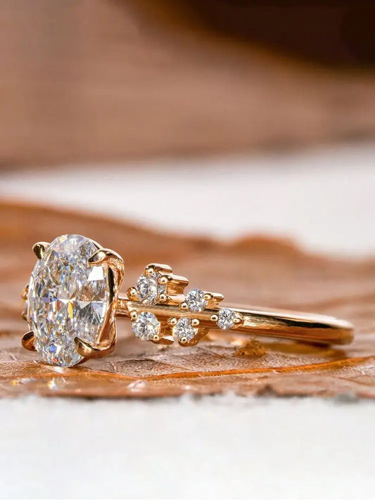 925スターリングシルバーのファッショナブルな光沢のあるラウンドオーバルリング。女性用。婚約・結婚用。高級高品質ファインジュエリー。