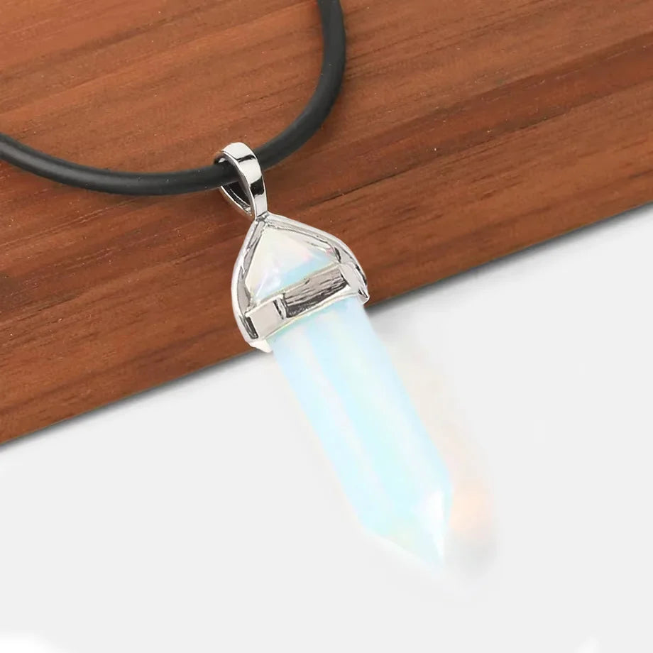 CSJA Hexagonal Bullet Crystal Necklaces Natural Gem Stone Quartz Necklace Pendant Chakra Amethysts Pink Quartz Lapis Lazuli G957