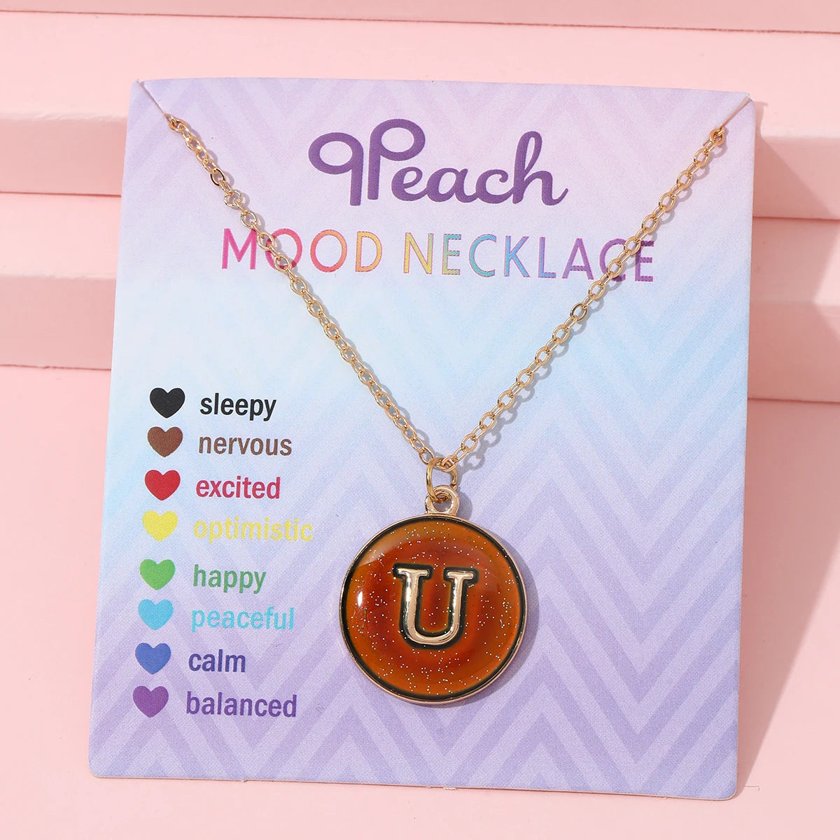 Fashionable Temperature-Sensitive Color-Changing 26 Letters Pendant Necklace Zinc Alloy Mood Regulation Chain Jewelry Accessory