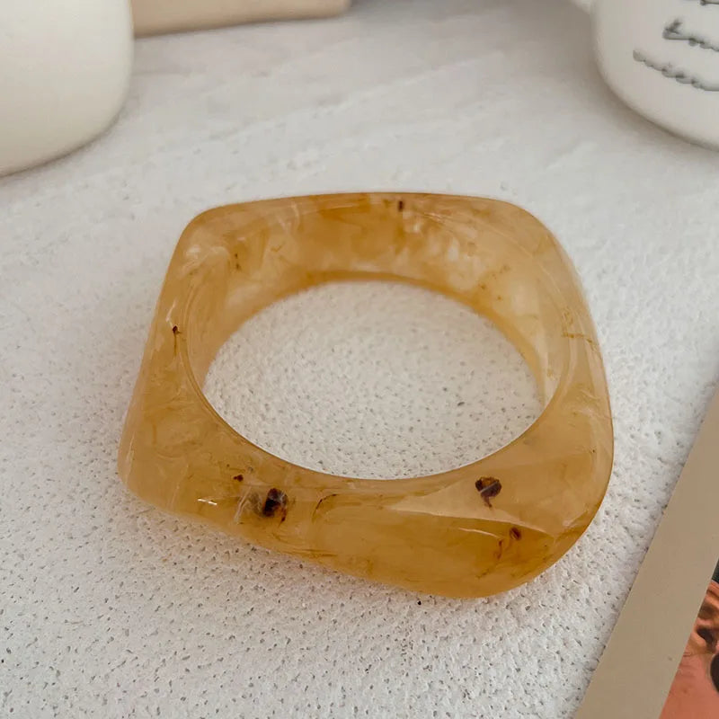 Vintage Chunky Coffee Thick Resin Acrylic Bangles Fashion Geometric Irregular Bangle Bracelets For Women Jewelry Gifts