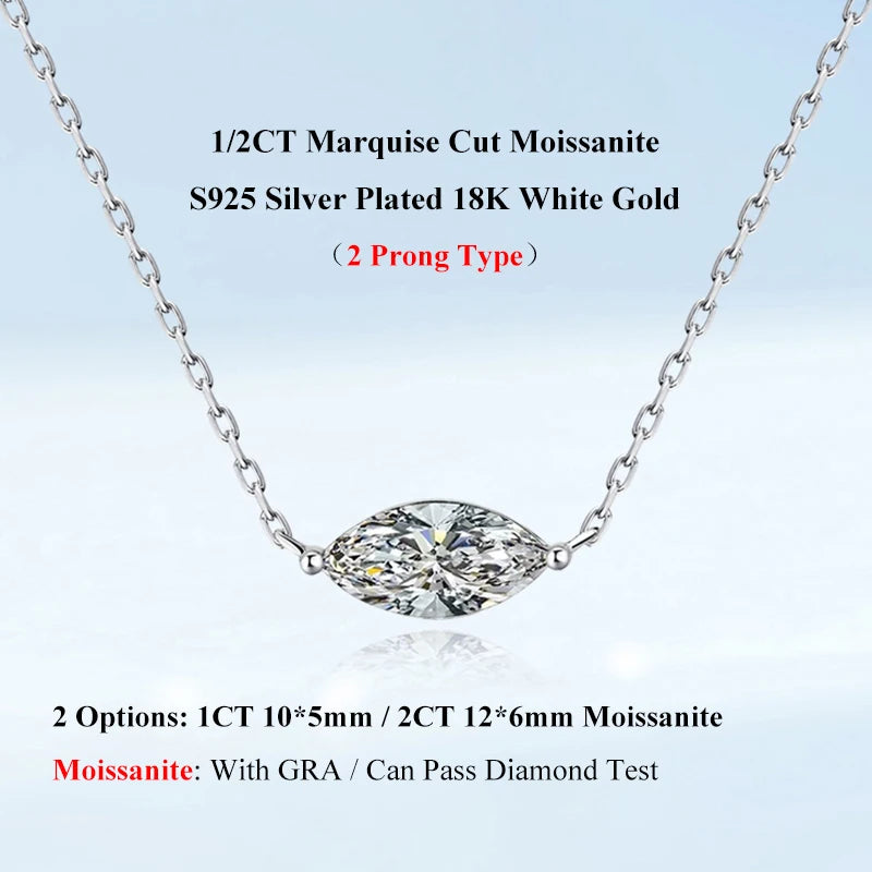 EWYA Pear Cut 1/2CT Solitaire Moissanite Pendant Necklace Woman Man 925 Silver Waterdrop Lab Diamond Gra Certified Neck Chain