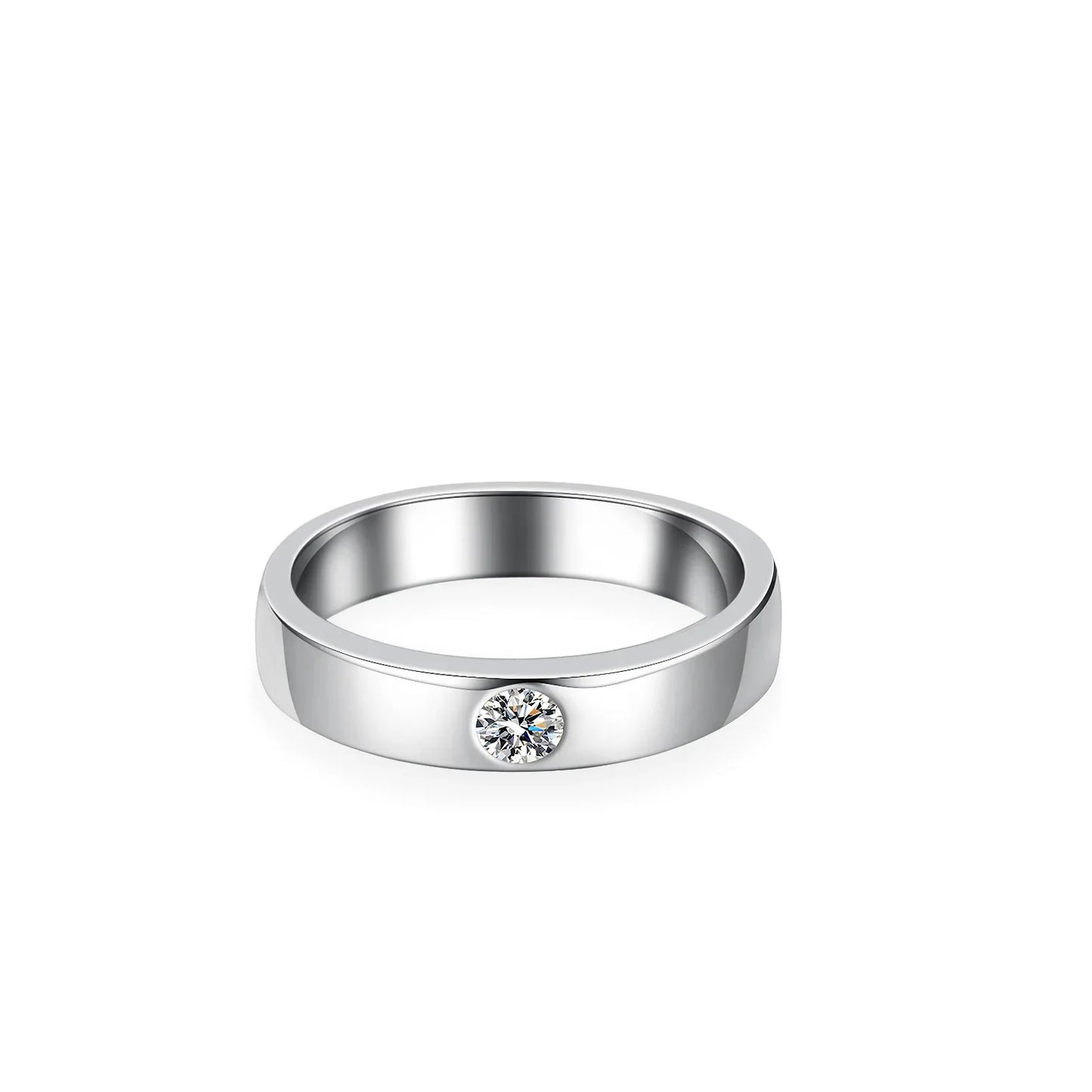 18K Gold Inlaid Ring, Moissanite Men's Fashionable and Simple PT950 Platinum Straight Lined Men's Ring, Holiday Gift