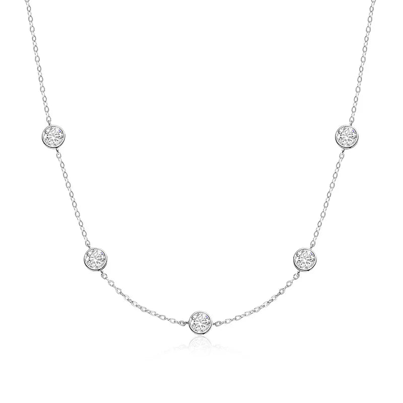 Smyoue Bubble Each 5mm All Moissnaite Necklaces for Women Luxury Female Neck Chain 100% Sterling Silver S925 Fine Jewelry GRA