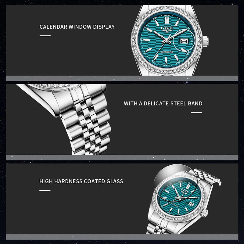 LIGE 2025 New Automatic Watches For Men Business Fashion Mechanical Mens Watch Waterproof Luminous Tourbillon Wristwatch Reloj