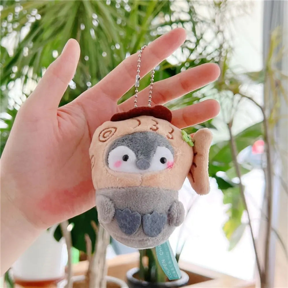Cute Penguin Plush Key Ring Tourist Hat Penguin Keychain For Girls Gifts Creative School Bag Keychain