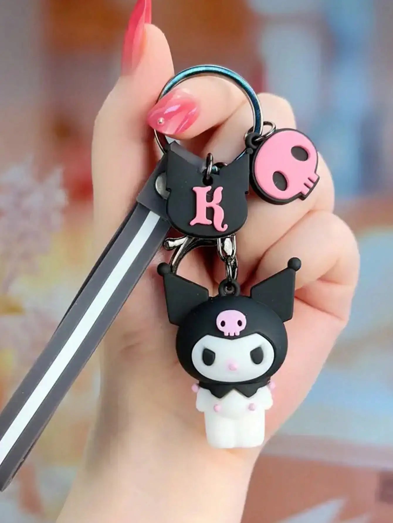 1Pc Adorable Cartoon Kuromi Hello Kitty Keychain - Y2K Style PVC with Cute Design for Women- Schoolbag Decor Accessory