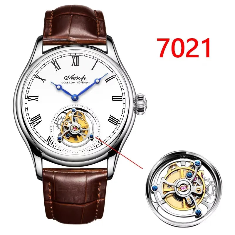 Aesop Real Flying Tourbillon Movement Mechanical Watches Luxury Watch for Men Skeleton Tourbillon Watch Sapphire 2025 NEW