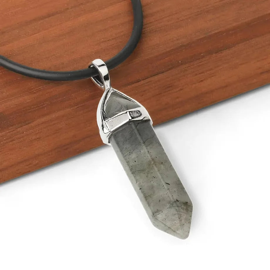 CSJA Hexagonal Bullet Crystal Necklaces Natural Gem Stone Quartz Necklace Pendant Chakra Amethysts Pink Quartz Lapis Lazuli G957