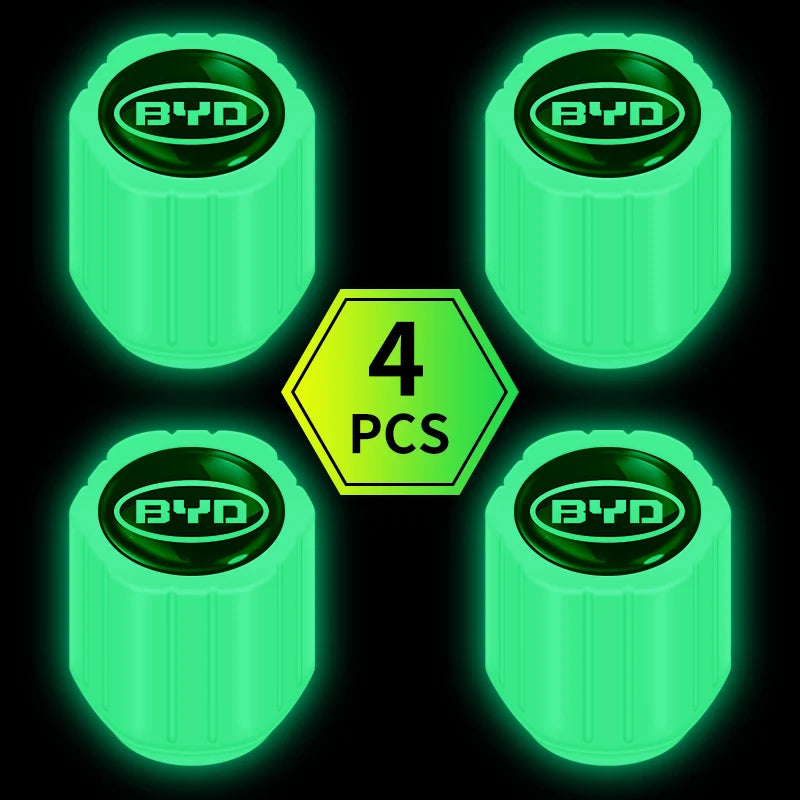 4pcs/set Luminous Car Tire Valve Cap Fluorescent Night Glowing Decor For BYD S6 S7 S8 F3 F6 F0 M6 G3 G5 G7 E6 L3 T3 13 E5 E6