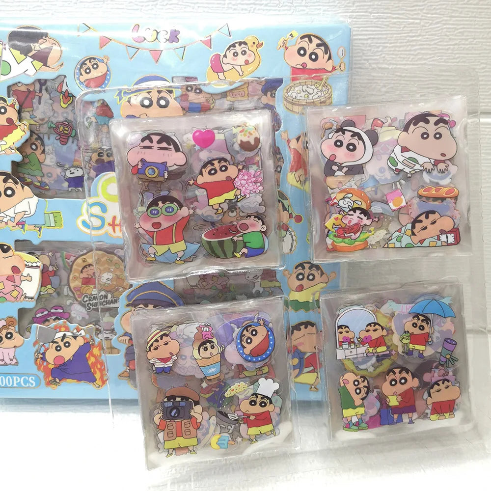 100PCS Crayon Shin-chan Anime Toys Stickers Transparent Applique Computer Skateboard DIY Decoration Accessories Christmas Gifts